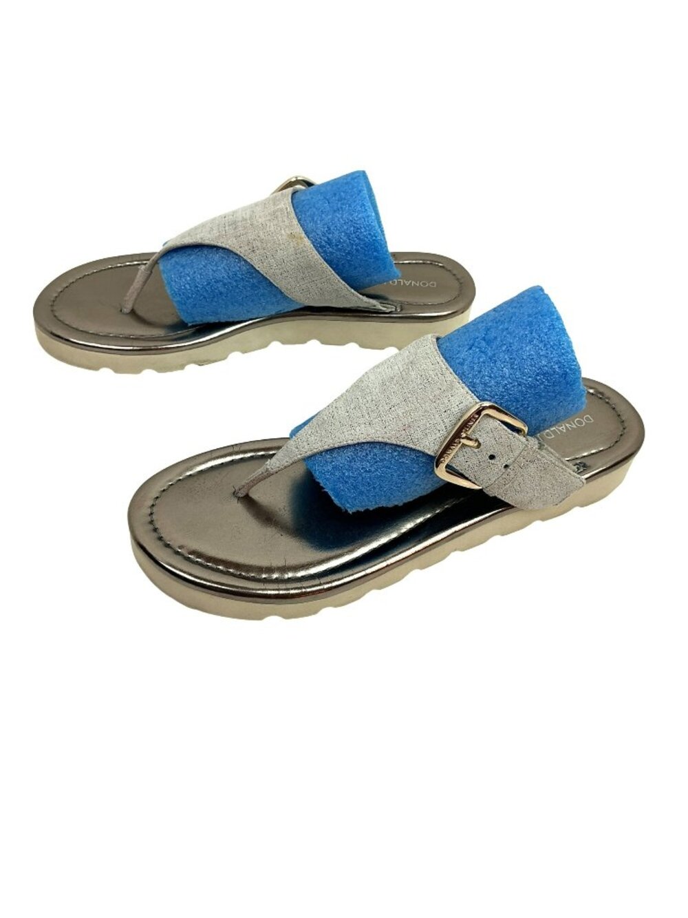 Donald J Pliner Leni-VM Metallic Pewter Thong Sandals Womens 8M Light Gray